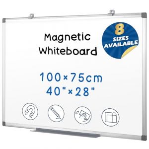 Swansea Tableau blanc 75x100 cm, Magnétique, Tableau blanc effacable avec cadre en aluminium, Grand Tableau veleda mural 100x75cm(LxH) (Swan_Sea, neuf)