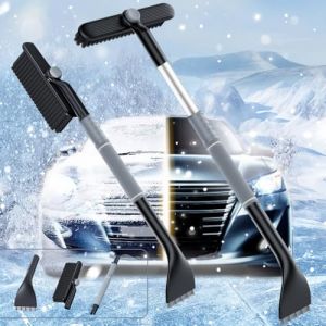XLZJYIJ Grattoir à Glace et Brosse à Neige 3 en 1, Brosse à Neige avec Rotation à 360, Grattoir à Glace pour Voiture avec Balai, Grattoir à Neige à Manche Télescopique pour Voitures Camions (RJDJ LT, neuf)