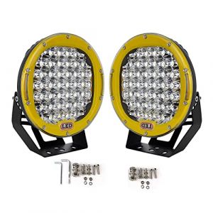Willpower 2PCS Phare de Travail LED 23cm 9'' 225W Rond Projecteur LED 12V 24V Feux Antibrouillard LED Spot Longue Portée Etanche IP67 pour 4x4 Voiture Camion Tracteur SUV Bateau Quad Vehicule Jaune (YZ-EU, neuf)