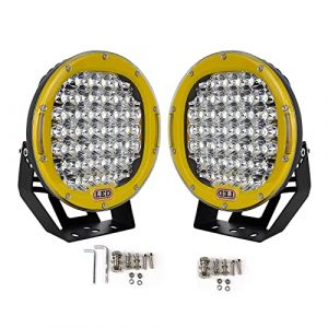 Willpower 2PCS Phare de Travail LED 23cm 9'' 225W Rond Projecteur LED 12V 24V Feux Antibrouillard LED Spot Longue Portée Etanche IP67 pour 4x4 Voiture Camion Tracteur SUV Bateau Quad Vehicule Jaune (YZ-EU, neuf)