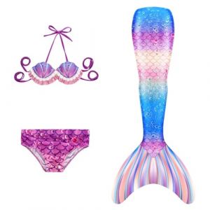 Maillot De Bain Enfant Fille Joli Maillot de Bain d'été Cosplay Party Fille Manches Longues 3 Pièces Deguisement Océan Piscine Natation Plage Costume de Bain de Plage (HIKLASbien, neuf)
