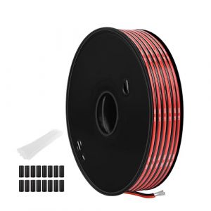 THUN-CT 2,08mm²(14AWG) Câble silicone appairé rouge et noir(Øextérieur:3,5mmx7,0mm),15m,flexible haute température,cuivre étamé pour bandes LED,applications 12V/24V DC,projets électriques et DIY (LanTian-FR, neuf)