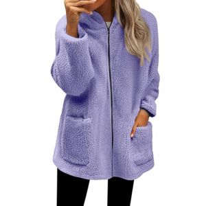 Cocila Veste Polaire Pour Femme Fermeture &eacute;Clair Int&eacute;Grale Douce L&eacute;G&egrave;Re Manches Longues Capuche Avec Poches 2025 Manteau Cintr&eacute;E Purple L Veste &eacute;T&eacute; Femmes Officier Femmes Moto Homologu&eacute; (CHOHJIA, neuf)