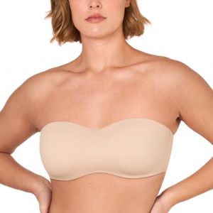 DELIMIRA Soutien Gorge sans Bretelles Grande Taille Invisible avec Armature Bandeau Minimiseur sans Rembourrage Beige 100G (Jimu Fashion, neuf)