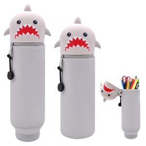 lomdung Trousse 2 en 1 en Silicone Souple, Requin Pochette de Stylo, Papeterie Mignonne, Trousse &Agrave; Crayons Animal en Silicone, Trousse &Agrave; Crayons R&eacute;tractable, pour Gar&ccedil;ons Filles Etudiants (CHUNYIN, neuf)