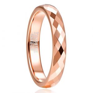 NUNCAD Bague Or Rose Femme Homme, Anneau 4mm en Tungst&egrave;ne, G&eacute;om&eacute;trique Losange, Alliance de Promesses pour Anniversaire Fian&ccedil;ailles Taille 58(18.5) (NUNCAD FR, neuf)
