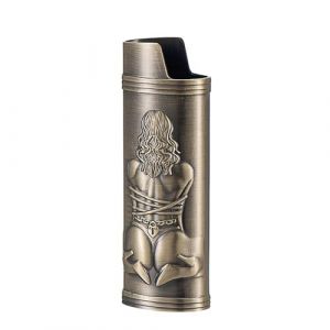Coque de briquet pour BIC J6, coque de briquet armure en m&eacute;tal, d&eacute;esse sexy en relief 3D (bronze) (RTMYOR, neuf)