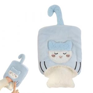 LdawyDE Bouillotte Regles Douloureuses, 1L Bouillotte Eau Chaude Peluche, Bouillottes Chat pour les Enfants et les Adultes, &Eacute;tanche et S&ucirc;r, R&eacute;duit la Douleur Corporelle, Offert en Cadeau (Bleu) (Ldawy, neuf)