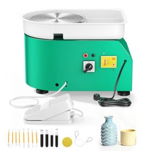 Tour de Potier,350W Tour de Potier Adulte avec P&eacute;dale,Roue de Poterie avec Bassin Amovible Plateau Tournant, Outils de Poterie pour Bricolage Poterie D&eacute;butante,Atelier Poterie (vert) (NICOLAOU-MARINA, neuf)