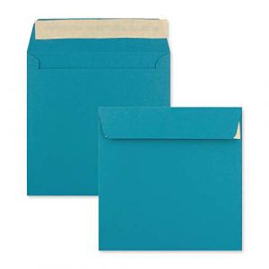 Lot de 50 enveloppes bleu azur (bleues) - Enveloppes à lettre carrées - 15,5 x 15,5 cm - Fermeture adhésive - Surface mate - Enveloppes postales indéformables (GUSTAV NEUSER GmbH, neuf)