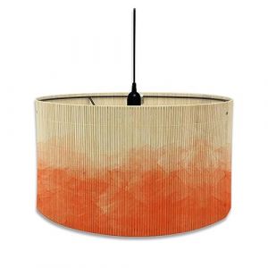 FANSU Abat-Jour en Tissu Classique Tambour Abat-jour, Color&eacute; Remplacement Abat, Jour Fait &agrave; la Main, pour Lampe de Table, Suspension, Lampe de Chevet, Lampadaire (30x30x20cm,Orange Peinture) (JINBO, neuf)