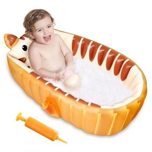 Baignoire gonflable, Baignoire enfant, Piscine bébé antidérapante pour s'asseoir, Bassin de douche pliable pour bébé, Mini piscine gonflable, Baignoire de voyage indispensable pour enfants（orange） (Wdmtree, neuf)