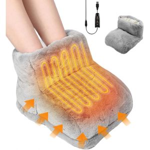 Gobesty Chauffe-pieds, USB chauffage &eacute;lectrique des pieds, chauffrette pour pied avec 3 niveaux de temp&eacute;rature & minuterie, Chaussons Chauffants lavable en machine, chanceli&egrave;re &eacute;lectrique (DeChu-EU, neuf)