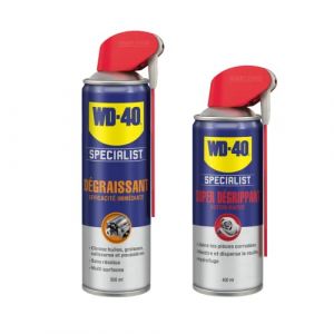 Lot D&eacute;graissant WD-40 &agrave; Efficacit&eacute; imm&eacute;diate en a&eacute;rosol 500ml + Super D&eacute;grippant WD-40 Specialist &agrave; Action rapide en a&eacute;rosol 400ml (Ponera, neuf)