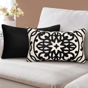 ETOLISHOP Lot de 2 Housse de Coussin 30x50cm Housses de Coussin en Super Doux Taie d'oreiller Mandala Modèle Noir Housse de Coussin Moderne Housses de Coussins pour Salon Chambre Canapé Jardin Chaise (EULeeLance, neuf)