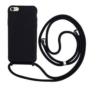 2ndSpring Coque avec Collier Compatible avec iPhone 7/8/iPhone SE 2020/iPhone SE 3 2022,Tour de Cou Lanière en Corde Pendentif Housse,Silicone Souple Noir (2ndSpring, neuf)