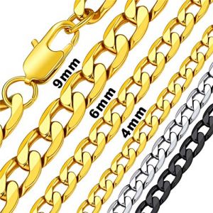 Bandmax Cha&icirc;ne Hip Hop Dor&eacute;e Longue 76cm Collier Homme Maille Gourmette 4mm Plaqu&eacute; Or Jaune (Bandmax Direct, neuf)