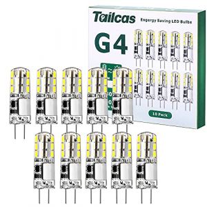 Tailcas Ampoule G4 LED 1.5W 12V, LED Lampe Lumi&egrave;re Blanc Froid (20W Ampoules Halog&egrave;ne &Eacute;quivalent) AC/DC 220-240V pour &Eacute;clairage de Plafond, Cuisine, Paquet de 10 (Laiqianshangmao, neuf)