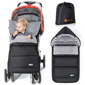 Ivywind Chanceliere Bebe Poussette, Imperm&eacute;able Chanceliere Universelle pour Poussette avec Fermetures &Eacute;clair R&eacute;glable, Hiver Chanceli&egrave;re Poussette, Lavable et D&eacute;tachable, Chaud, Noir & Gris (IvyWind Store, neuf)
