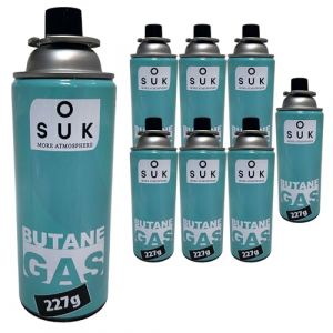 SOUK ONE Cartouche de gaz butane de qualité supérieure - 227 g - Type MSF-1a - Valve à baïonnette - Réchaud de camping - Chauffage à gaz butane - 8 x 227 g (SOUK ONE, neuf)