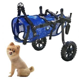 KAJILE Fauteuil Roulant Pliant pour Chien à 2 Roues,Fauteuil Roulant à Pattes Arrière pour Petit Animal de Compagnie,Support Réglable en Tissu Maillé,Bleu,S (Holiday beach, neuf)