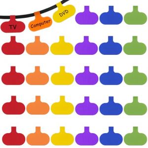 Lot de 30 étiquettes ovales inscriptibles pour câbles électroniques, étiquettes de câble électroniques multicolores, étiquettes autocollantes en nylon pour gestion des câbles informatiques (moonisbright, neuf)