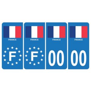 HADEXIA Pack 2 Paires Autocollant Stickers Plaque d'immatriculation Premium Drapeau France - Numéro Personnalisé (Digital Sticker, neuf)