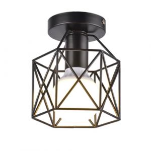 Mkichi Lustre Plafonnier Industriel,Suspension Luminaire Vintage,Lustre Suspension Design M&eacute;tal Cage,E27 R&eacute;tro Lampe de Plafond Pour Salon,Cuisine,Chambre (Noir) (Mkichi, neuf)