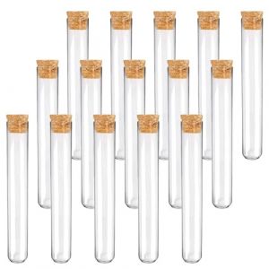 JIADEXIN 15 Pi&egrave;ces Tube a Essai Plastique - 12mmx75mm Tubes &agrave; Essai Transparent avec Bouchons en Li&egrave;ge Tubes &agrave; Essai avec Couvercles pour Laboratoire DIY Artisanat Graines &Eacute;pices Liquides Bonbons (diancaodengmaoyi, neuf)
