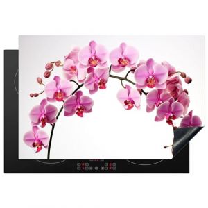 KitchenYeah© Protection Plaque Cuisson Deco Cuisine Cache Induction 77x51 cm Protège Pour Cuisiniere Protection Fleurs - Rose - Branche - Blanc (KitchenYeah, neuf)