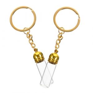 Ipetboom 2pièces Porte-clés Fiole Verre Transparente Pendentif Pot De Rangement Petite Bouteille à Souhaits Avec Fermeture Sécurisée Pour Voyages Et Quotidien (KinRoZ, neuf)