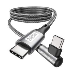 Silkland C&acirc;ble USB C vers USB C 2M Coud&eacute; [240W 48V/5A], PD3.1&QC4.0+ C&acirc;ble Type C Charge Rapide 90 Degr&eacute;s pour iPhone 17 16 15/Pro Max, Samsung S24 Ultra S23 S22 S21, MacBook Pro/Air, iPad Pro/Mini (Silkland-FR, neuf)