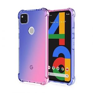 RankOne Coque de T&eacute;l&eacute;phone Convient pour Google Pixel 4a (4G) (5.81" inches) Transparent TPU Silicone D&eacute;grad&eacute; de Couleur Case - Bleu Rose (Rankone, neuf)