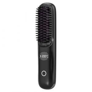 NJTHNTJR Brosse Chauffante en Céramique Sans 3 Réglages de Température 160-200 °C Brosse Chauffante Écran LCD Peigne Chauffant Électrique pour Lisser (OumengE, neuf)