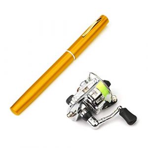 Lixada Canne À Pêche 1 M/1.4 M/1.6 M Pliable Poche Mini Stylo Pôle De Pêche Kit Télescopique Spinning Reel Combo Kit 7 Couleurs Doré (Docerly, neuf)