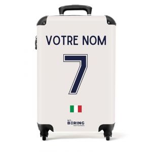 NoBoringSuitcases.com Valise Cabine, Valises, Bagages Cabine, Valise Pas Cher, Petite Valise, Valise Voyage, Valise Personnalisable 55x35x25cm (Football - Uniforme extérieur Italie 2022 - Blanc) (NoBoringSuitcases, neuf)