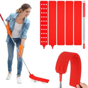 Bixury Nettoyeur de PoussièRe RéTractable Gap Plumeau Télescopique Plumeau Microfibre Telescopique avec 4 Chiffons De Nettoyage Remplaçables pour Nettoyer Le Lit Le Canapé Cuisine Les Coins (Rouge) (MARKET MAESTRI, neuf)
