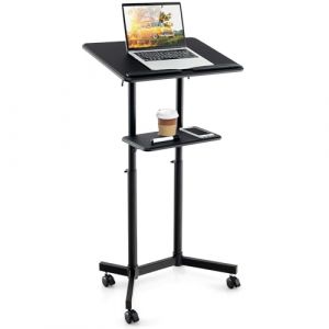 LIFEZEAL Pupitre Mobile pour Ordinateur Portable, Table Ordinateur Portable Mobile Réglable en Hauteur，Poste de Travail Roulant à roulettes, Plateau Inclinable, pour Salle de Conférence, Bureau (LIFEZEAL ITALY S.R.L., neuf)