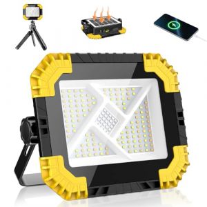 MEIKEE Projecteur LED Rechargeable Solaire/USB 20000mAh 2 Luminosit&eacute;s + 4 Modes Projecteur LED Chantier Portable Magn&eacute;tique IP66 &Eacute;tanche Batterie Externe Lampe de Travail Pour Camping, P&ecirc;che, Atelier (hualing-Direct, neuf)