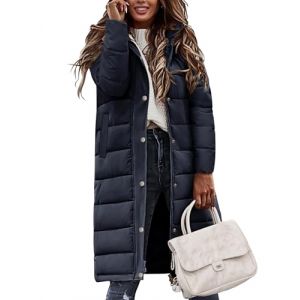 Vancavoo Manteau Femme Hiver Doudoune Long Blouson Matelass&eacute;e L&eacute;g&egrave;re Manteaux &agrave; Capuche Chaud Veste Zipp&eacute; Parka Jacket,Bleu marine,S (XT-Direct, neuf)