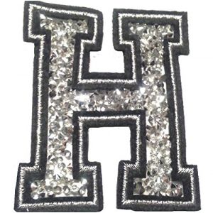 Écusson Patch Badge strass Brodé ecusson lettre alphabet thermocollant" H 8-10 cm " (B2SEE LTD avec TVA francaise et livraison LaPoste, neuf)