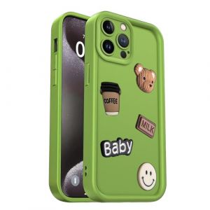 PanXCase Coque pour Xiaomi Poco M7 Pro 5G - &Eacute;tui 3D Ourson Sourire Motif D&eacute;sign Cute Silicone, Protection Cam&eacute;ra Filles Femmes Antichoc Housse (Green) (PanXuan, neuf)