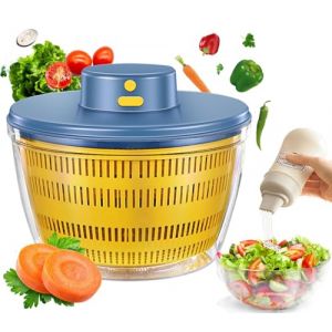 Essoreuse à Salade électrique, 4L Grande Capacité Essoreuse Salade sans Fil Automatique, Sèche Légumes à Laitue de Cuisine, Déshydrateur pour Fruits et Légumes Rechargeable, Shaker Vinaigrette 350 ml (AIODIHAILIYAN, neuf)