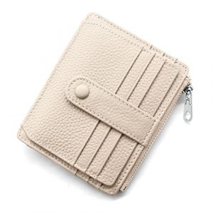 REETEE Porte Carte de Cr&eacute;dit Cuir V&eacute;ritable Homme Femme RFID Blocage Portefeuille Cuir Petit Porte Carte Slim avec Poche &agrave; Monnaie, Porte Feuille avec 14 Emplacements et Petit Porte Monnaie (Blanc) (REETEE, neuf)