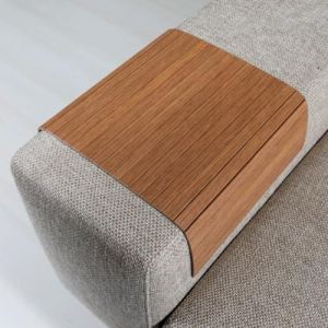 ABACHI WOOD Plateau de canapé en bois naturel résistant à la chaleur - Support pour boissons et collations pour accoudoirs, dessous de verre, décoration de la maison et cadeaux (42 x 32 cm) (marron) (ABACHI WOOD, neuf)