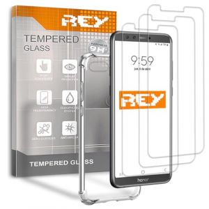 [Lot de 3] Verre Tremp&eacute; et Coque Anti-Shock pour Huawei Honor 9 Lite, Verre tremp&eacute; et Silicone TPU Haute r&eacute;sistance (REY &reg;, neuf)