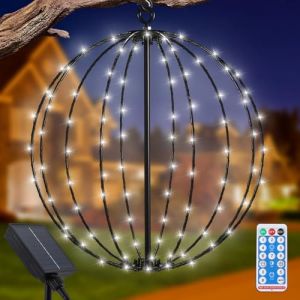 Lanterne Solaire Exterieur Jardin &agrave; Suspendre, JIMACRO 30cm Grande Guirlande Lumineuse &agrave; LED M&eacute;tal Lampe Solaire Exterieur Decorative 120 LEDs &Eacute;tanche Lumi&egrave;re D&eacute;corative de No&euml;l (JIMACRO, neuf)