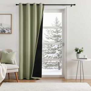 MIULEE Rideau Thermique Isolant Anti Froid et Chaleur avec Doublure, Rideau de Porte Isolant Thermique Lot de 1, Double Rideaux Occultant et Thermique Epais 140x200 CM(Largeur x Hauteur), Vert Sauge (MIULEE HOME, neuf)