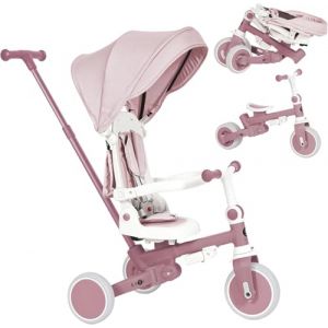 Olmitos - Tricycle &Eacute;volutif B&eacute;b&eacute; 5 en 1 - V&eacute;lo Enfant de 1 &agrave; 5 Ans - De Tricycle &agrave; V&eacute;lo avec ou sans P&eacute;dales - Adaptable et Transformable (Rose) (Babymania, neuf)