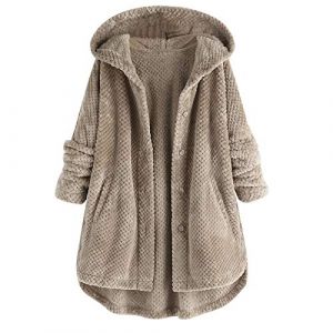 G&eacute;n&eacute;rique Poncho en peluche pour femme avec boutons, manteau fausse laine, d'hiver, cape de paon, capuche fourrure, veste grande taille, paisse, chaude, respirante, loisirs (kuanghuann, neuf)